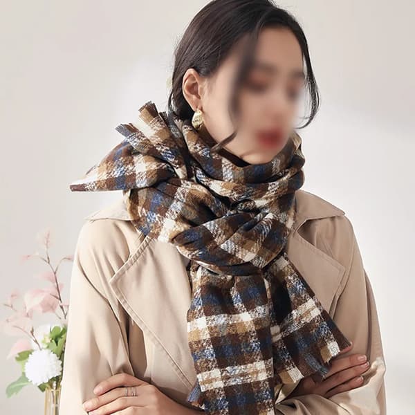 Dame Vinter Plaid Kvast Tørklæde Faux Kashmir 70x180cm Varm Sort