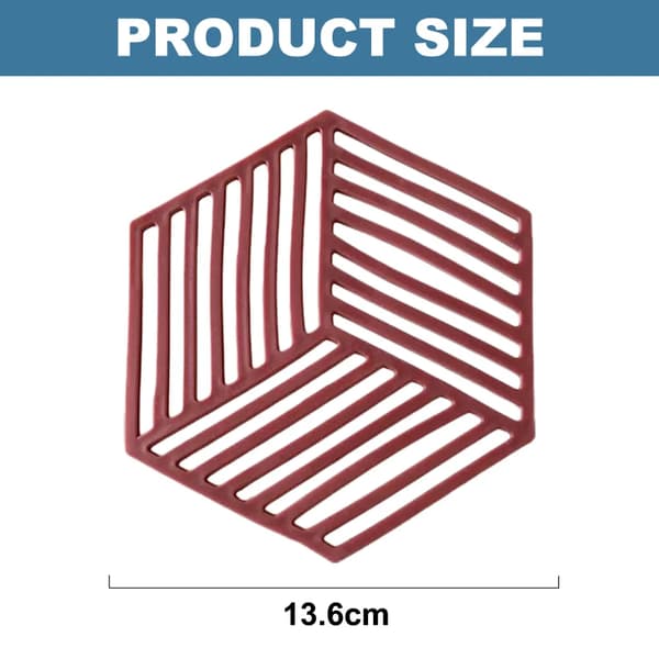 Silikonunderlägg 4-pack Hexagon Värmebeständig Svart Vin Blå Beige