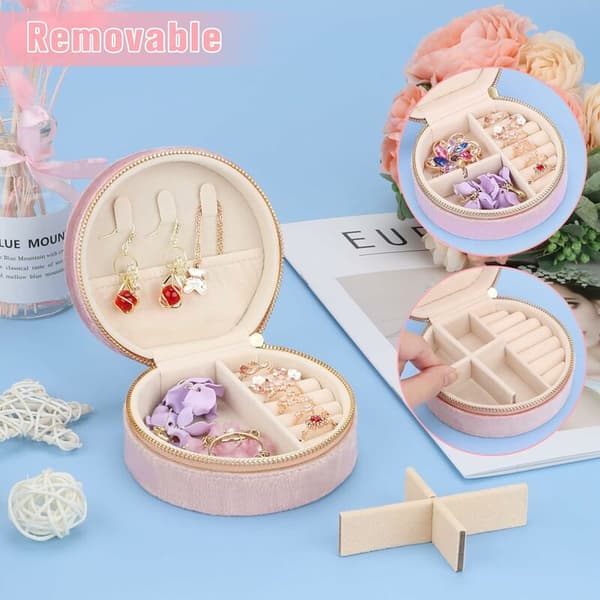 Resesmyckeskrin i sammet, rosa 10x10x5cm 95g 1 st