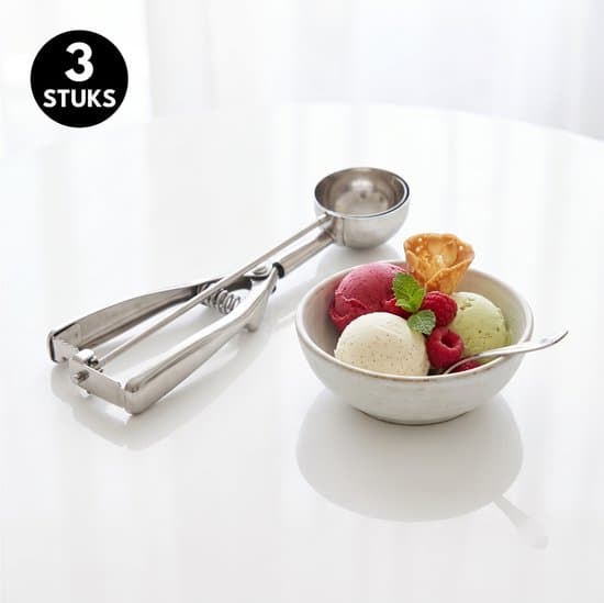 3-pakning iskremscoop i rustfritt stål, 4/5/6 cm