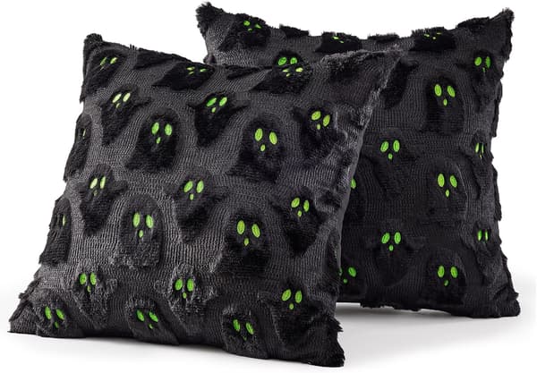MIULEE Sæt med 2 sorte Halloween spøgelsespudebetræk 45x45 cm Set of 2