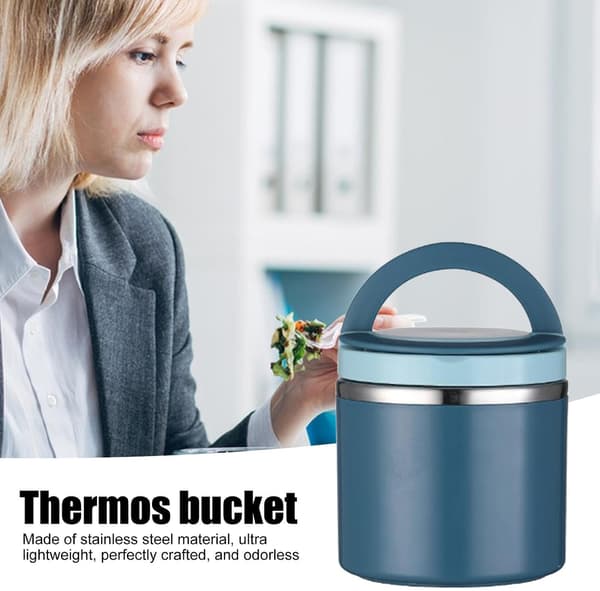 1 stk - Isolert matbeholder, 630 ml stor kapasitet suppebeholder i rustfritt stål blauw 1 stuk -
