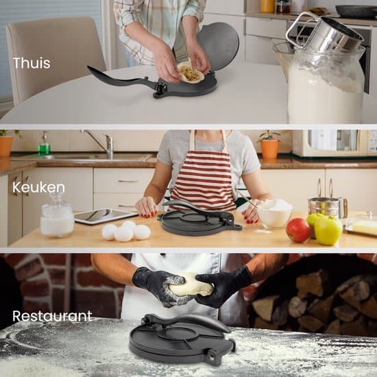 Tortillapresse i støbejern, 20 cm, sort
