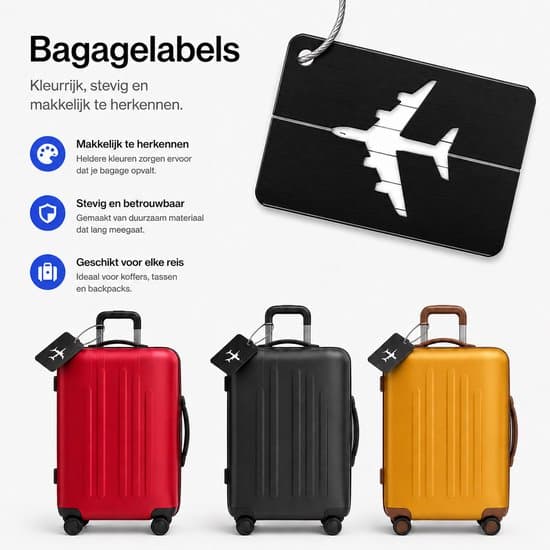 5-pak aluminium bagagemærker, flydesign, holdbare navne-ID-mærker, rejsetilbehør, sort BOTC Kofferlabels -