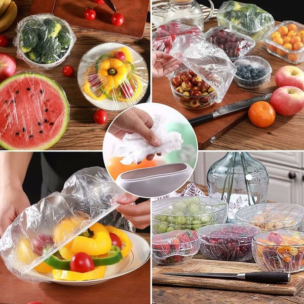 Matförvaringslåda med plastfolie, elastiska matlock, plastfolielåda