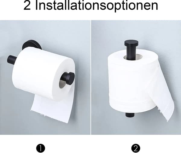 Toiletpapirholder i rustfrit stål 1 stk. 16,2 cm lodret vandret montering sølv sort