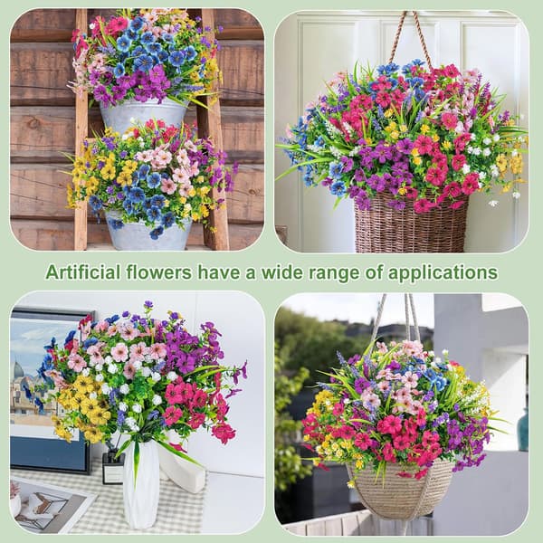24 st blandade konstgjorda utomhusblommor för heminredning 24 pcs