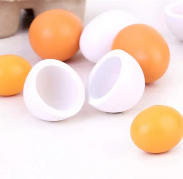 Trälekägg 6 st ca 5 cm Leksaksmat för låtsaskök Ålder 3+