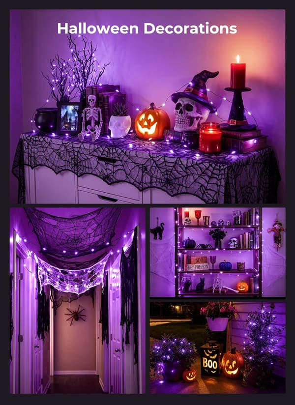 Halloween USB Fairy String Lights 33FT 100 LED lilla 8 moduser fjernkontroll Minetom Halloween Fairy