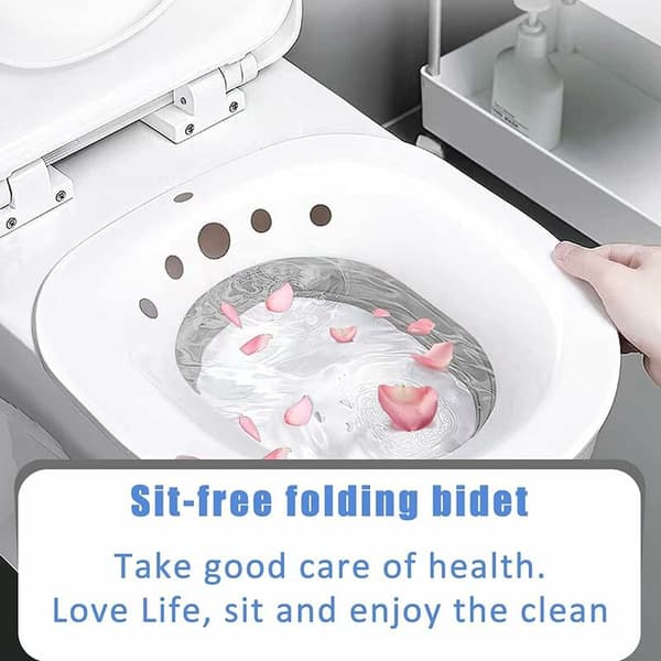Bärbar toalettsits Sitz Bath Insert Hemorrojder Eftervård Graviditet Äldre Grå