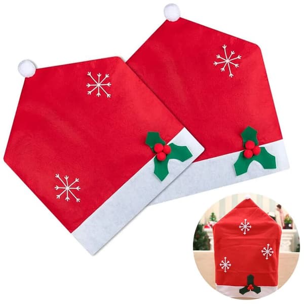 4-pack julstolsöverdrag röd julbordsdekoration 50x60cm