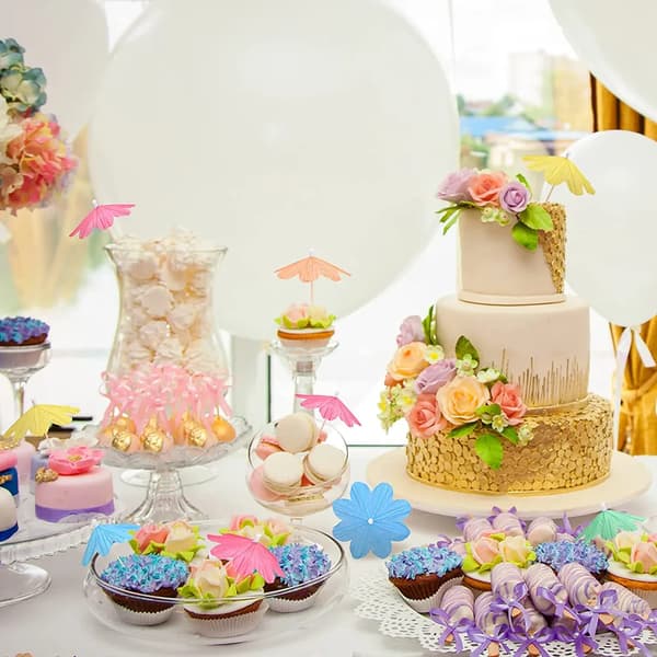 Cocktailpapirparaplyer 150-pakning Blomsterdekorpinner Tilfeldige farger Festdrinker