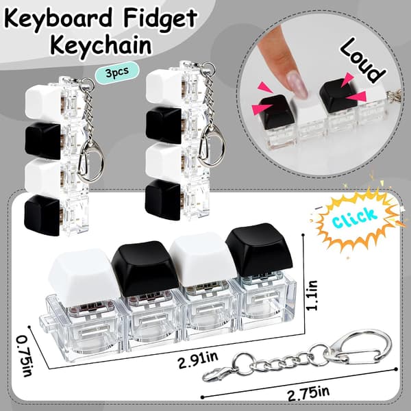 3-pack tangentbords-fidgetleksak nyckelring stresslindring