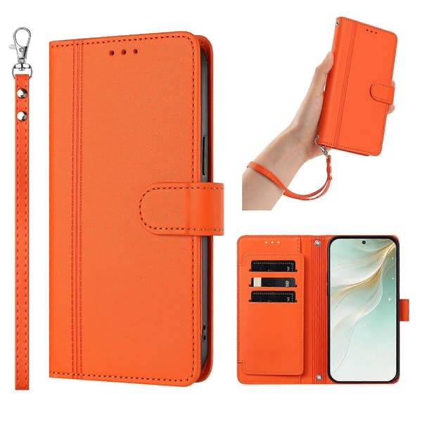 Plånboksfodral kompatibelt med iPhone 16e / 17e, 9 kortplatser, PU-läder, vikbart stativ, 16 cm rem Compatible For iPhone