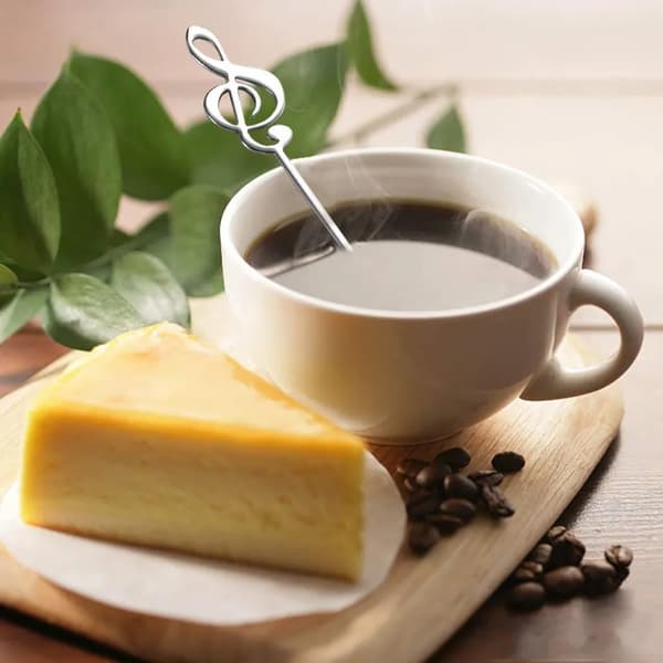 Musiknode Kaffeskeer 10 stk. Rustfrit Stål Rør Dessert Is Sølv