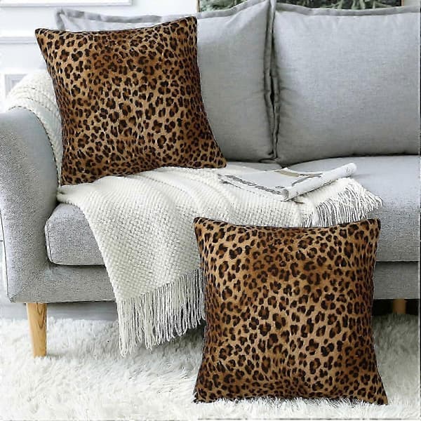 Leopardprint pudebetræk 18x18 tommer sæt med 2, gepard dyrepudebetræk til sofaindretning Set of 2