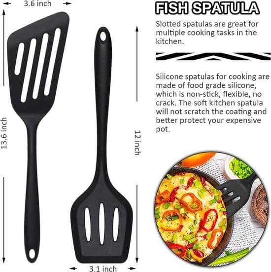 3-pakning silikonspatelsett svart varmebestandig non-stick