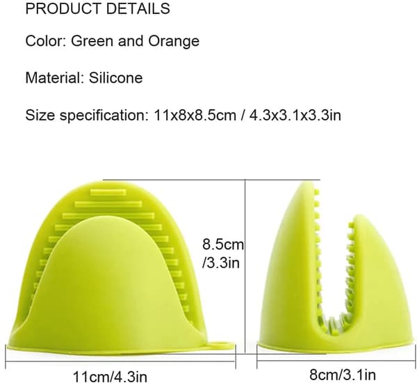 Silikone Grydelapper 4 Par Fingerluffer Varmebestandig 250C 11x8.5cm Multi
