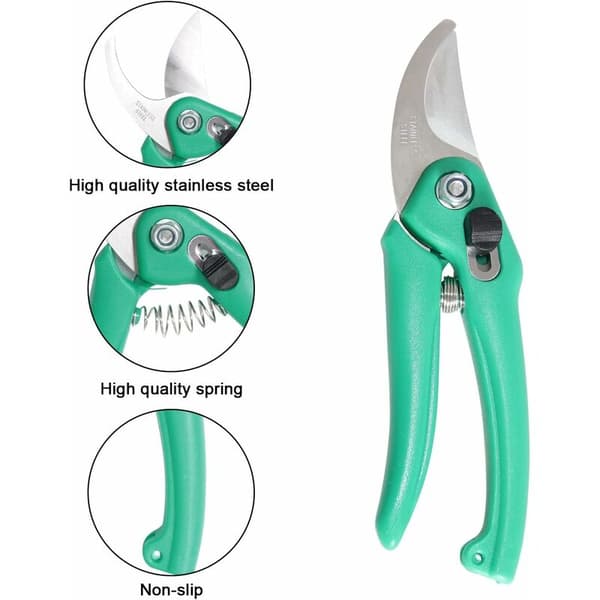 Ergonomisk Sekatör Gröna Klipp 0-20mm Grenar Silikongrepp Säkerhetslås 180x45mm 1st