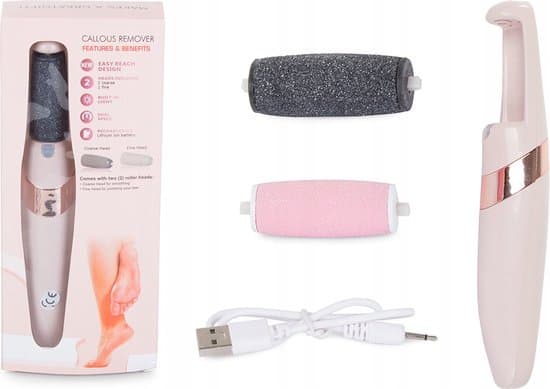 Elektrisk hårdhudsfjerner USB genopladelig med LED-lys
