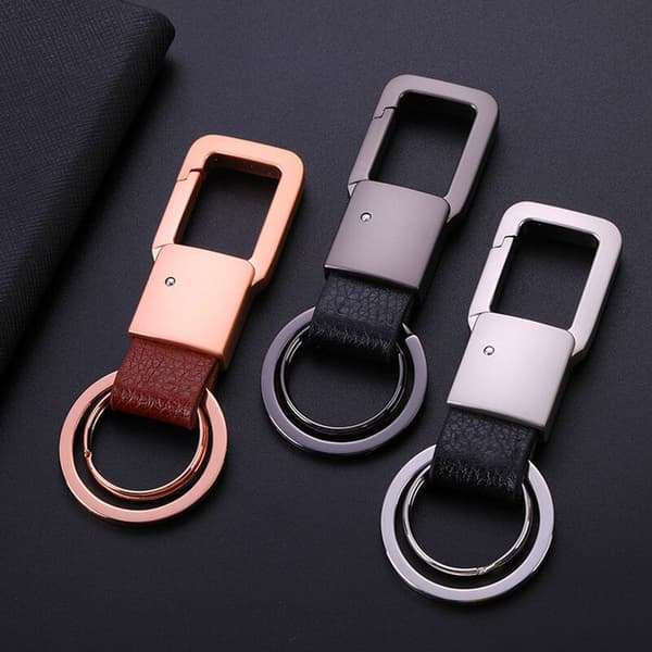 Gunmetal Sort Bælte Dobbelt Ring Nøglering Rektangulær Taljeclips Dobbelt Løkke Metal Bære 1 Stk