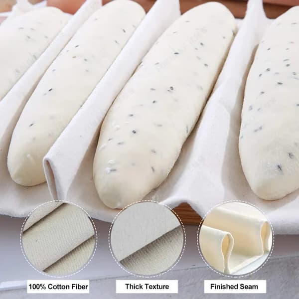 1 x linstoff til brødbaking, deigduk laget av 100 % naturlig lin, brødduk for deigforberedelse og baking (66*88cm)