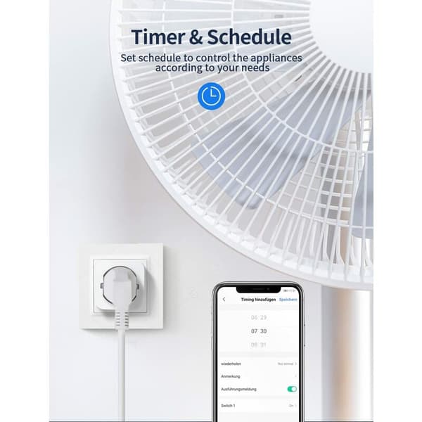 WiFi Smart Plug 16A 3680W Kompatibel med Alexa Google Home App Röstfjärrkontroll Timer 2.4GHz 1-pack