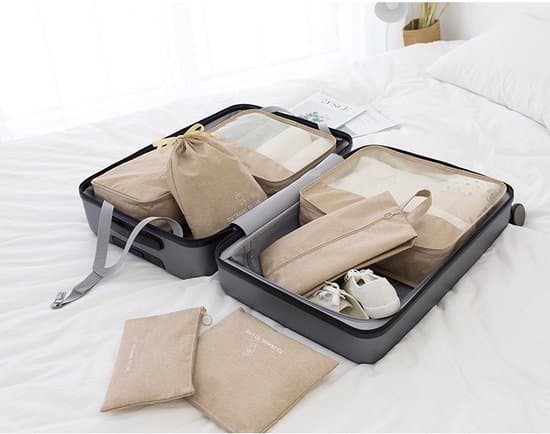 7-pak pakkekuber sæt bagageorganisator beige Packing cubes set