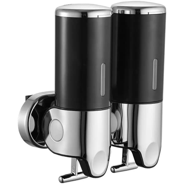 Väggmonterad dubbel tvåldispenser 500 ml manuell ABS för handtvål duschgel