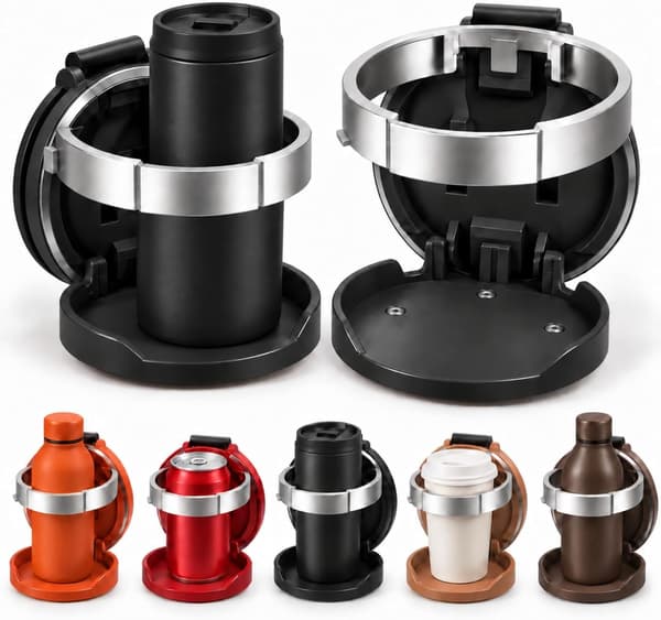 Multifunksjonell Sammenleggbar Bil Dør Koppholder, 4'' Stor Diameter Koppholder Large