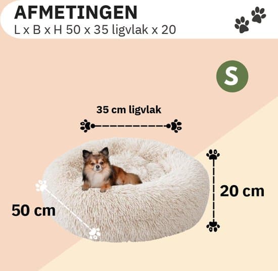Donut hundekatteseng størrelse S 50 cm beige vaskbar