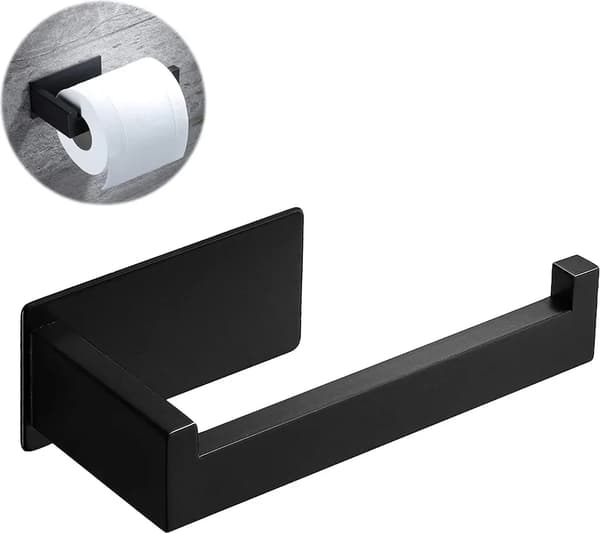 Sort borefri toiletpapirholder 304 rustfrit stål 14x6,5x4,5cm badeværelse 1 stk