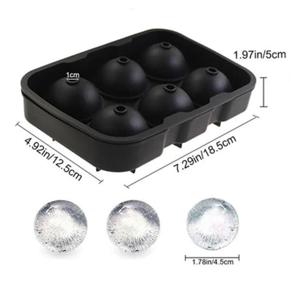 XXL Isbollsform för Kök, Gör 6 Isbollar med 4,5 cm Diameter, Silikonmaterial (Enkelförpackning)
