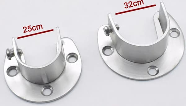 Garderobsrörsfäste, 2 silverfärgade garderobsstångsstöd med skruvar, U-formad design