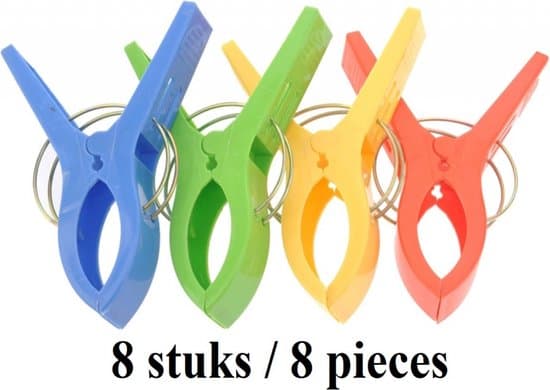 8 kpl suuria muoviklipsiä 12 cm värikkäitä