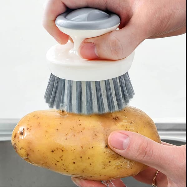 Håndflade opvaskebørster 2-pak, ergonomisk greb, stive nylonbørster til vask, gryder og pander Dish Scrub Brush,Ergonomic
