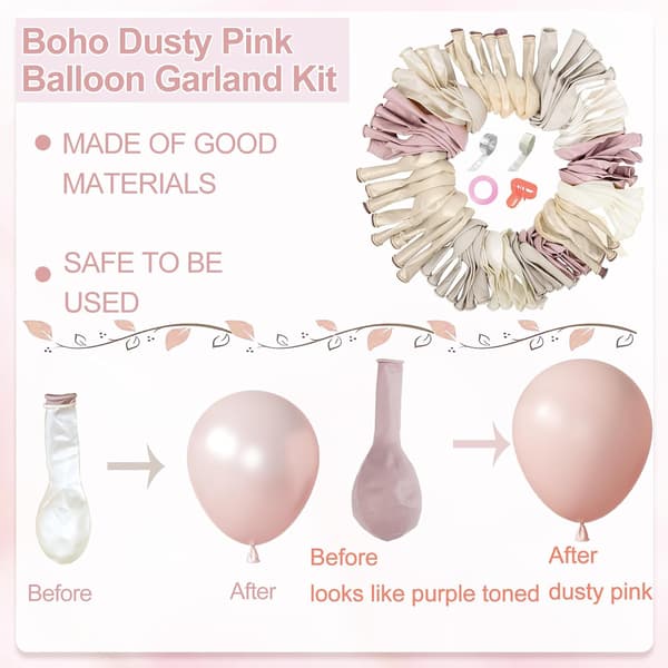 173 STK Perle Pink Hvid Ballon Bue Sæt Boho Brudebad Bryllup 173 pcs