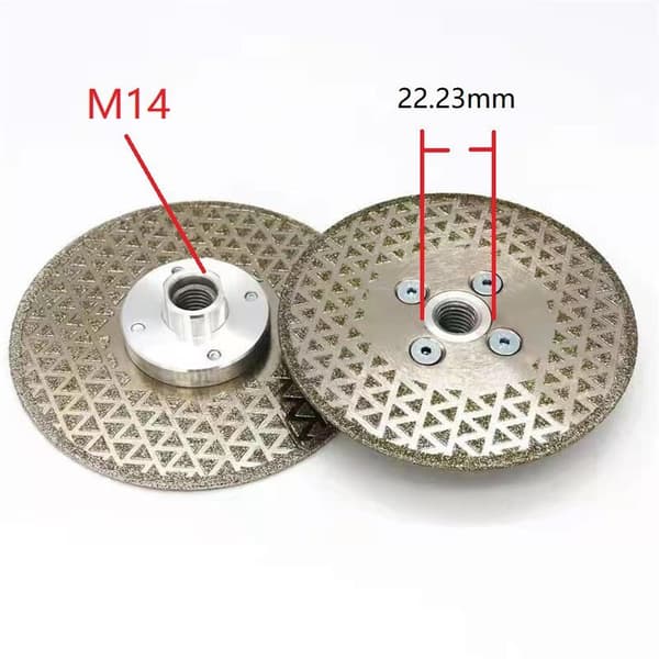 Diamantskære- og slibeskive 115 mm x M14 galvaniseret klinge tør/våd til stenmarmorfliser