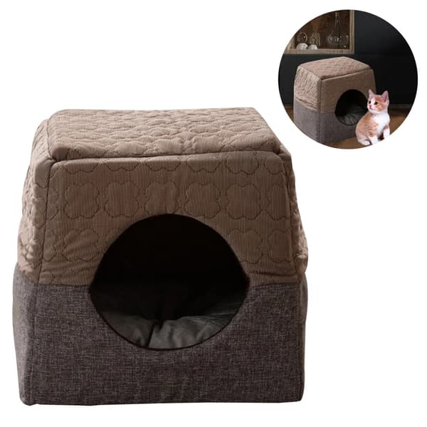 Kjæledyrseng Sofa Sammenleggbar Sklisikker Brun 37x33x30cm Katter Hunder