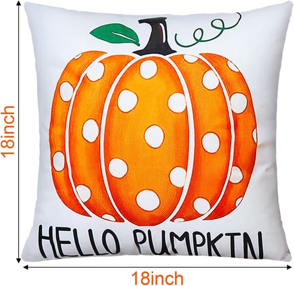 Høst putetrekk Gresskar Polka Dot 18x18 4 stk Dobbeltsidig 4 pcs