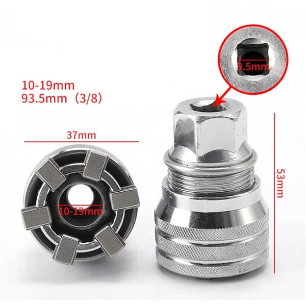 Universal Adaptiv Topnøgle 3/8 Tommer 10-19mm Multi Skruenøgle Reparationsværktøj Selvjusterende Greb 1 stk.
