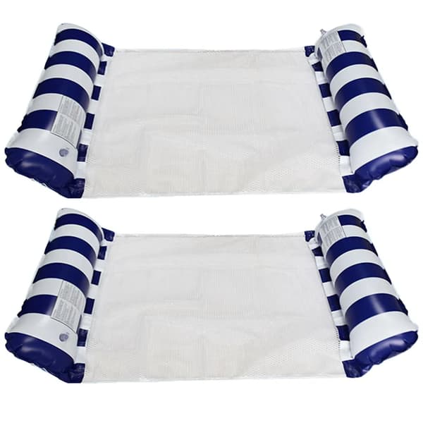 Uppblåsbar poolhängmatta, 2-pack, multifunktionell, marinblå, lastkapacitet 150 kg, vuxna