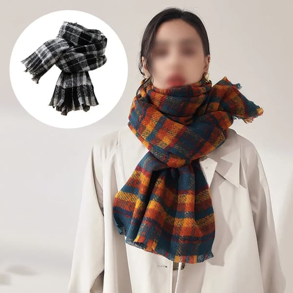 Dame Vinter Plaid Kvast Tørklæde Faux Kashmir 70x180cm Varm Sort