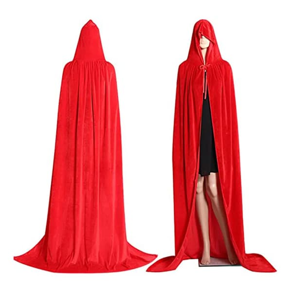 Halloween hettekappe S rød sateng vampyr trollmannskappe karneval cosplay