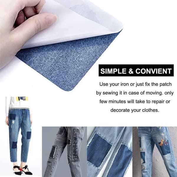 Strykelapper i denim, 25-pakning, bomull, varmereparasjon for jeanshull, DIY-søm