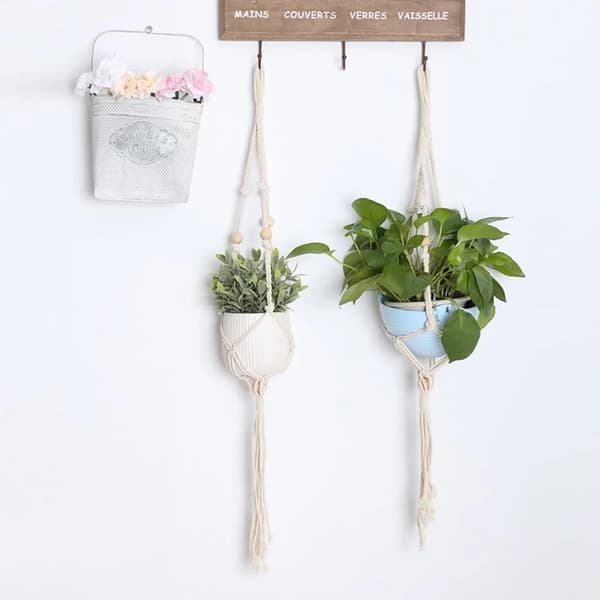 Makrame Ophæng til Planter Indendørs Udendørs Indretning Passer til Potter Op til 23 cm
