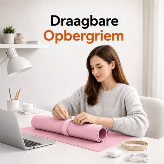 Dobbeltsidet skrivebordsmåtte 90x45cm, kork/PU-læder, musemåtte XXL, rosa XXL