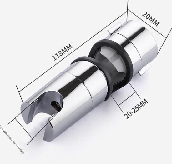 Brusehovedholder til 18-25 mm stang 360° justerbar ABS krom