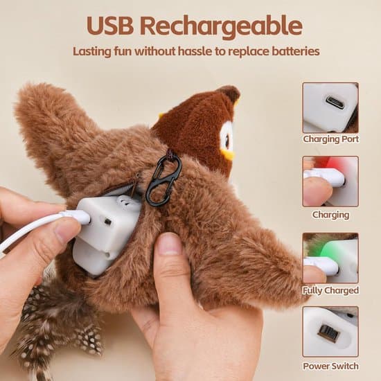 Interaktiv Flappy Bird Kattelegetøj med Katteurt Lyd USB Genopladelig Interactief flappy vogel