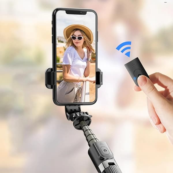Bluetooth Selfie Stick Stativ Fjernudløser Udtrækkelig Telefonholder 19-86 cm ABS Sort